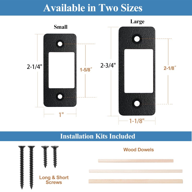 MOSECYOU Deadbolt Restorer Strike Plate Large Version 2-3/4"" x 1-1/8"", Screw Holes Spaced 2-1/8"", Fix Latch Misalignment/Sticking/Jamming, Narrow Side and Large Hole - Image 5